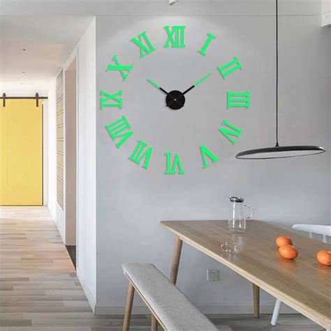 TaffHOME Jam Dinding Besar DIY Giant Clock Glow In The Dark 80 130cm