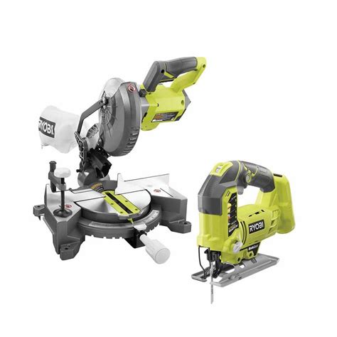 Ryobi One 18v Lithium Ion Cordless 7 1 4 In Compound Miter Saw And