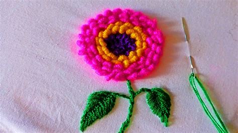 Hand Embroidery Amazing Fantasy Flower Design Bullion Stitch Flower