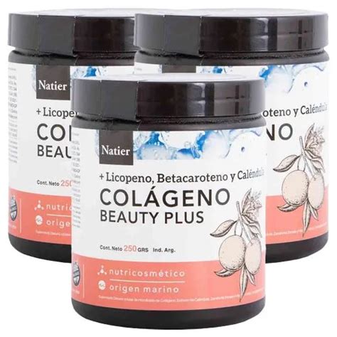 Pack 3 Natier Colágeno Beauty Plus Con Betacaroteno Caléndula Y