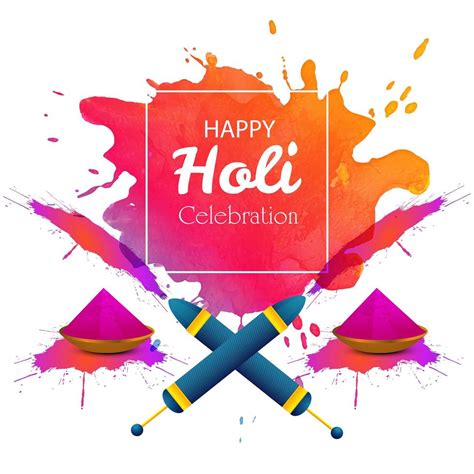 Happy Holi Card With Colorful Splashes And Elements Vector Art