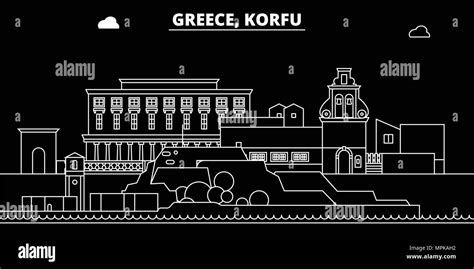 Korfu Silhouette Skyline Griechenland Korfu Vektor Stadt