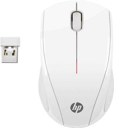 HP X3000 Wireless Mouse Radio Optical White 3 Buttons 1200 Dpi Conrad