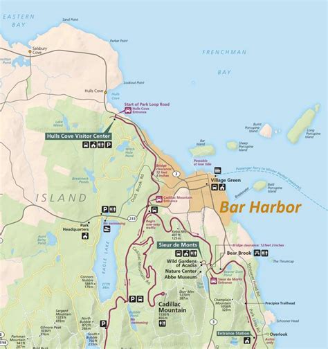 Tourist Map of Surroundings of Bar Harbor - Ontheworldmap.com