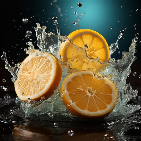 Premium Ai Image A Splash Of Water With Oranges And Lemons In It