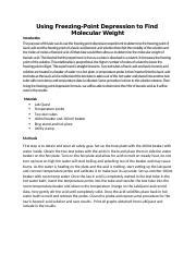 Freezing Point To Find Molecular Weight Docx Using Freezing Point