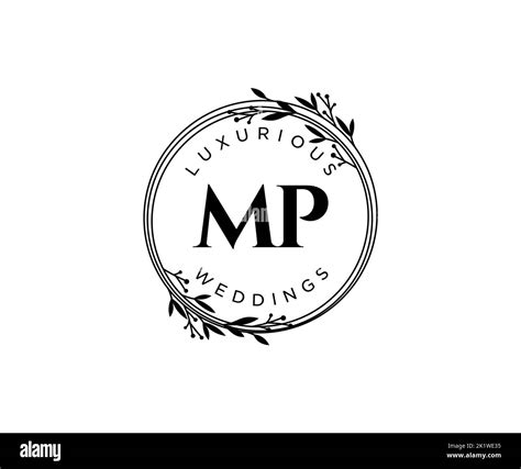 Mp Initials Letter Wedding Monogram Logos Template Hand Drawn Modern