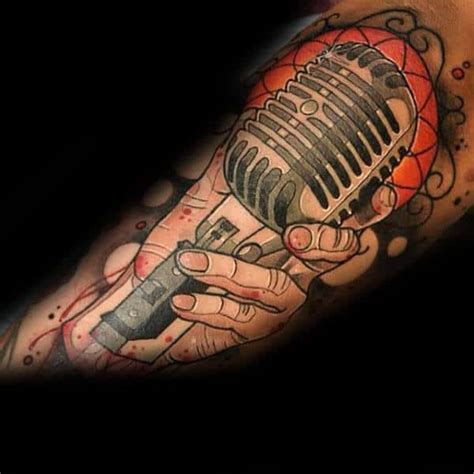 90 Microphone Tattoo Designs For Men Manly Vocal Ink