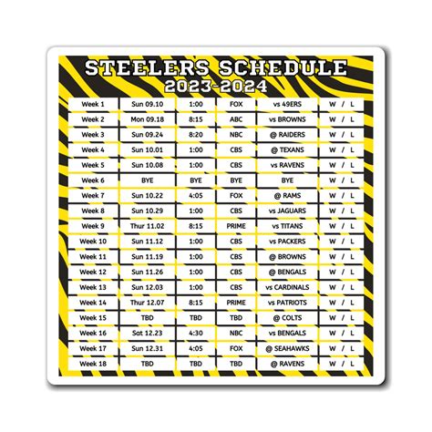 2023 Pittsburgh Steelers Schedule Magnet Steelers 2023 Season - Etsy