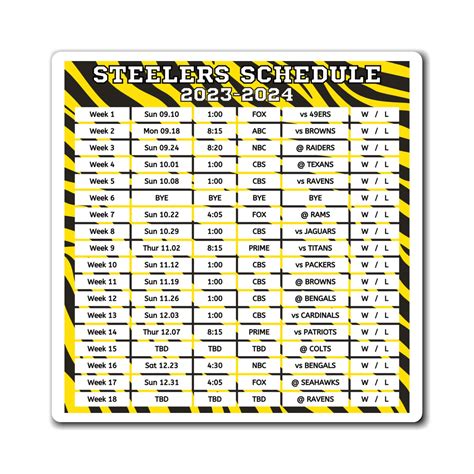 Pittsburgh Steelers Schedule Magnet Steelers Season Etsy