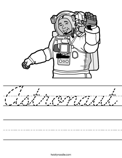 Astronaut Worksheet Cursive Twisty Noodle