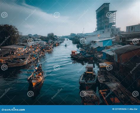 Busy Morning Atmosphere on the Cilincing River, Jakarta-Indonesia ...