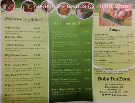 Online Menu of Boba Tea Zone Restaurant, Pomona, California, 91766 - Zmenu