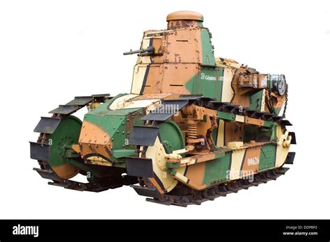 A cut out of a French, Renault FT 17 WW1 camouflaged tank Stock Photo: 60113818 - Alamy