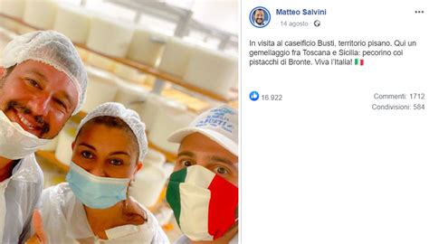 Salvini Senza Mascherina In Un Caseificio Scoppia La Polemica