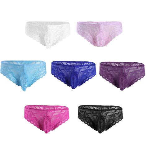 Mens Clothing Mens See Through Lace Panties Sissy Bulge Pouch Boxer