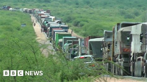 Kenyans Stuck In 50km Traffic Jam On Nairobi Mombasa Road Bbc News