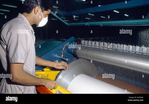 Dubai UAE Jebel Ali Cotton Weaving Factory Checking Material Man