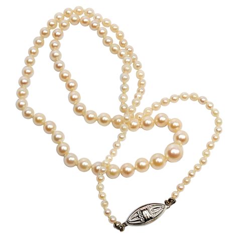 Art Deco Triple Strand Pearl Diamond Necklace Circa At Stdibs