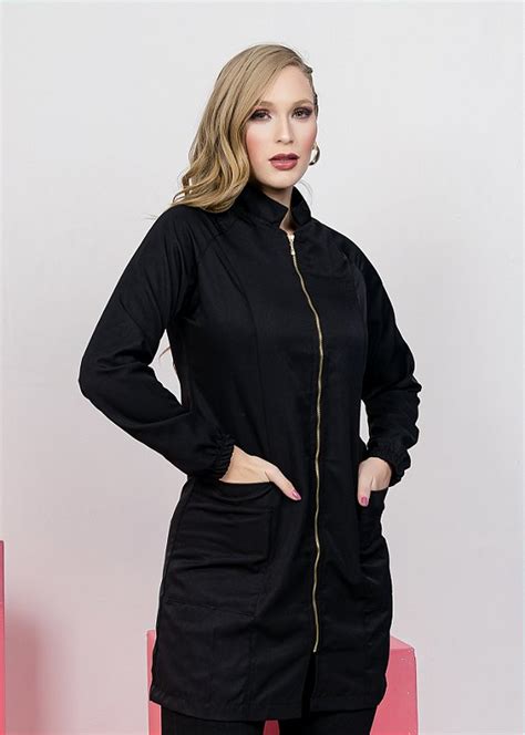 JALECO ZIPER PRETO GABARDINE COMPRE ATACADO FABRICA ATACADISTA DE