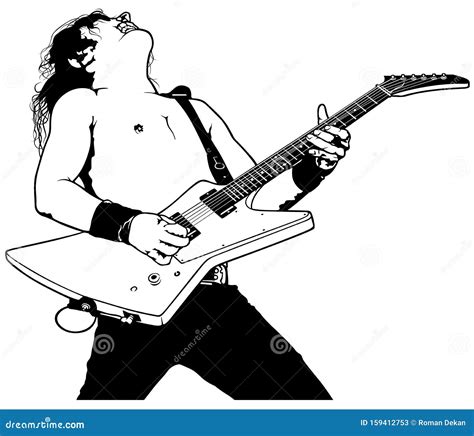 El Guitarrista De Rock Juega Solo Ilustración del Vector Ilustración