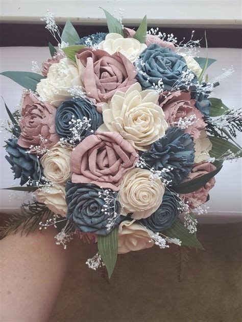 Dusty Blue And Dusty Pink Wedding Bouquet Dusty Blue And Pink Etsy