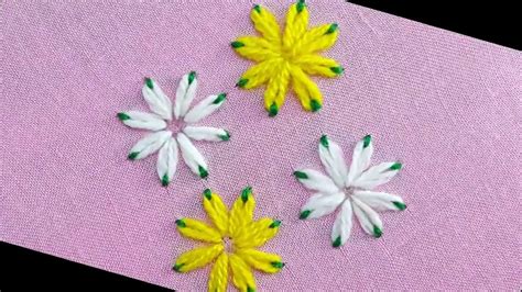 Lazy Daisy Double Colour Thread Flower Stitchhand Embroidery Youtube