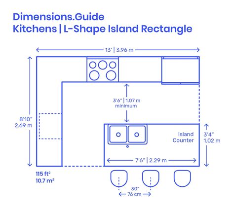 Smart L Shaped Kitchen Island Dimensions With Side Seating