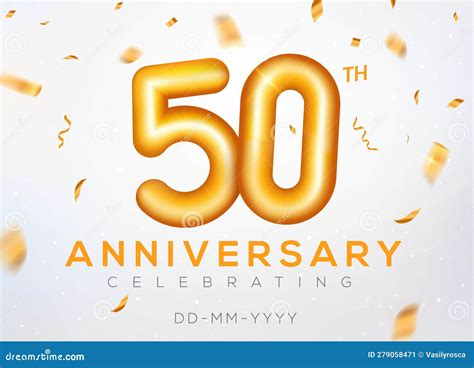 50 Year Anniversary Gold Number Celebrate Jubilee Vector Logo ...