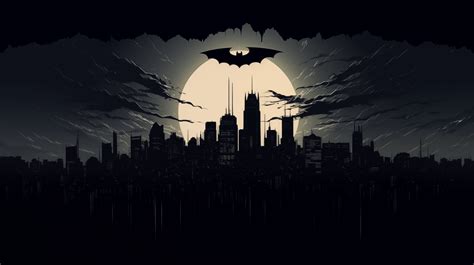 Batman Emblem Over Gotham City Hd Wallpaper By Laxmonaut