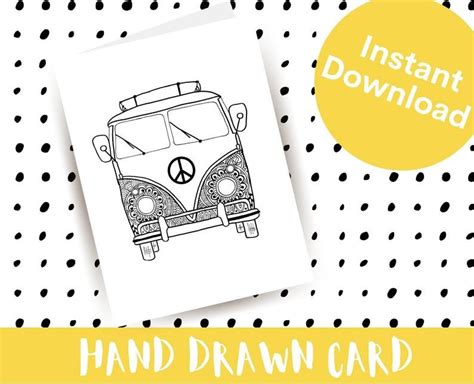 Kombi Van T Card Greeting Card Instant Download Etsy Vans T