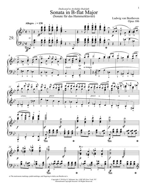 Piano Sonata No 29 In B Flat Major Op 106 By Ludwig Van Beethoven