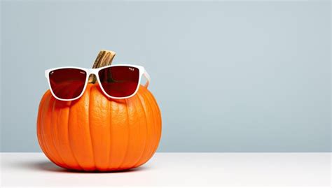 Premium Ai Image Pumpkin With Sunglasses On White Table 3d Illustration