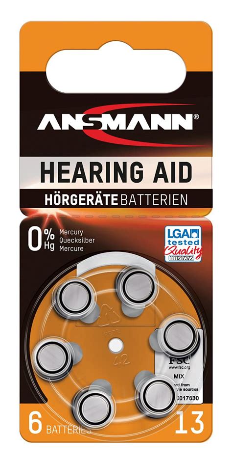 Ansmann 13 Hearing Aid Batteries — Type 13 P13 Zl2 Pr48 Button Cell