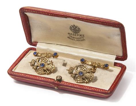 A Pair Of Fabergé Gem Set Gold Cufflinks Workmaster August Hollming