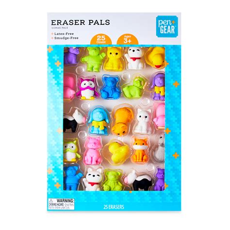 Pengear Animal Eraser Pals 25 Count Multicolor