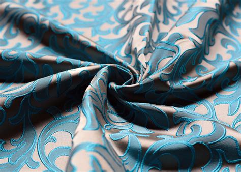 Silk Jacquard Woven Fabric For Dress Blue Polyester Jacquard Fabric