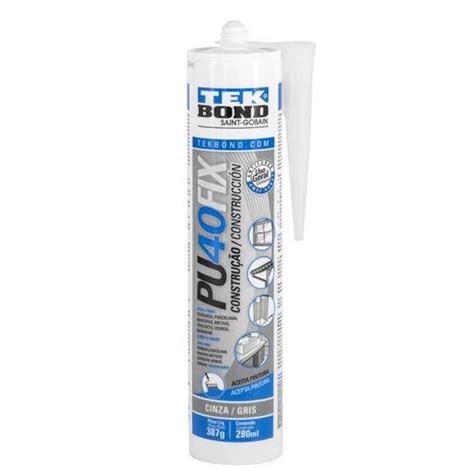 Adesivo De Silicone PU 40 Fix Para Construcao Cinza Tek Bond TekBond