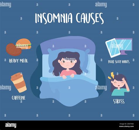 Insomnia Sleep Disorder Causes Caffeine Heavy Meal Medicine Stress And