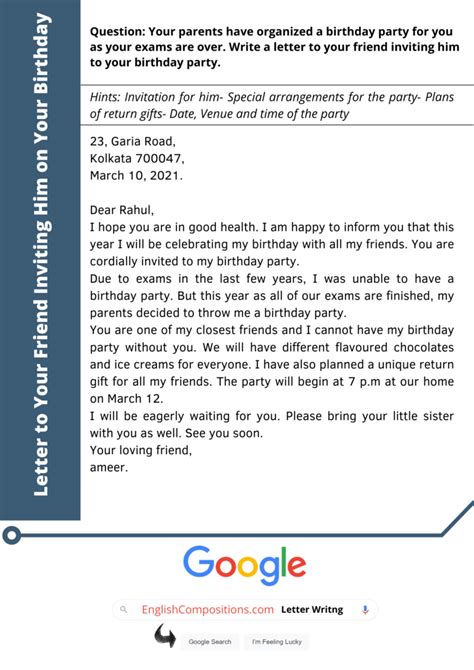 Letter To Your Friend Inviting Himher To Your Birthday Party 8 Examples