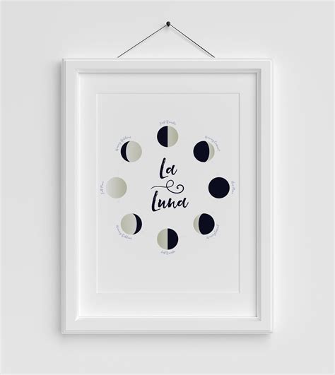 La Luna Moon Phases Print Minimal Lunar Phases Print Moon - Etsy