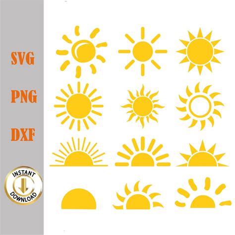 Boho Sun Svg Sunshine Cut File Sunburst Clipart Boho Sun Vector