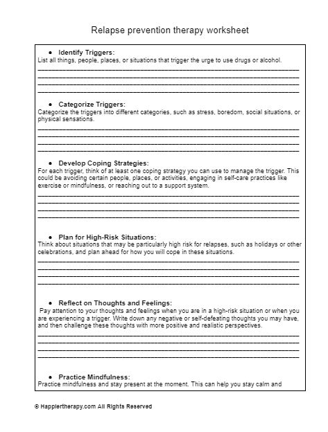 Relapse Prevention Therapy Worksheet Happiertherapy Worksheets Library