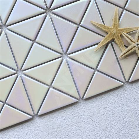 2 Cross Connection Triangle Porcelain Matte White Iridescent Mosaic