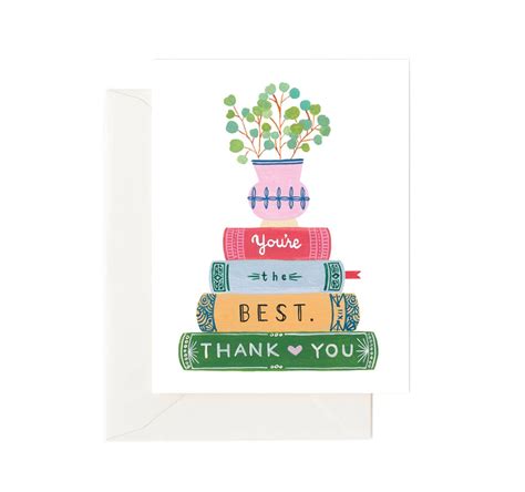 Thank You Book Lover Card Youre The Best Greeting Card Etsy