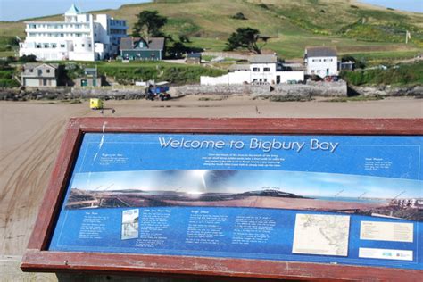 Information Board above Bigbury Beach Photo | UK Beach Guide