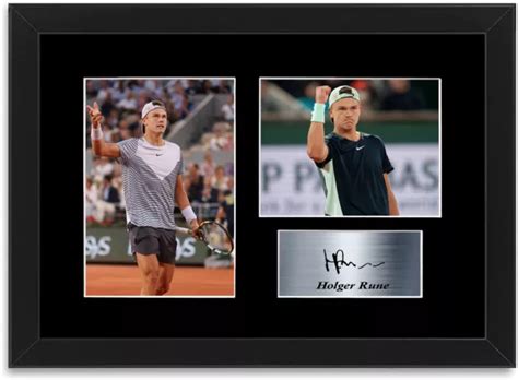 Holger Rune Tennis Player Signed Autograph Photo Display Mount Poster