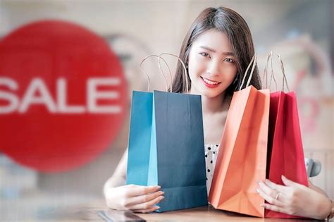 Premium Photo Woman Holding Colorful Paper Bag Shopping