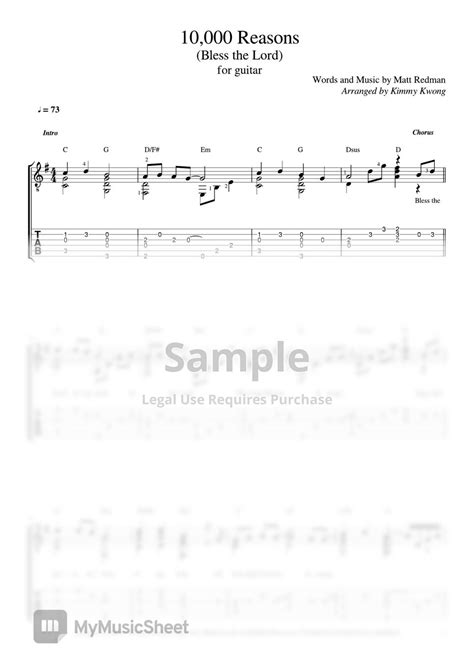 Matt Redman 10000 Reasons Bless The Lord For Guitar Tab Tab