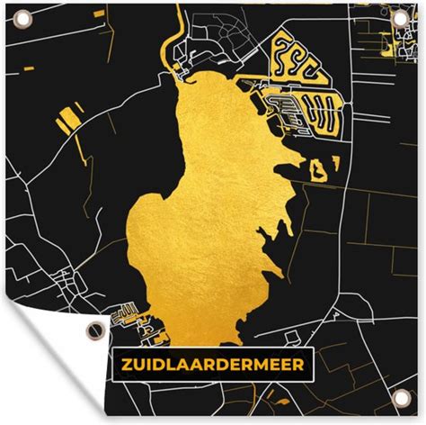 Tuin Poster Kaart Plattegrond Stadskaart Zuidlaardermeer Goud